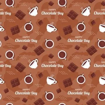 Chocolate Seamless Pattern Design with Choco Decoration in Template Hand Dr.. Stock Illustration