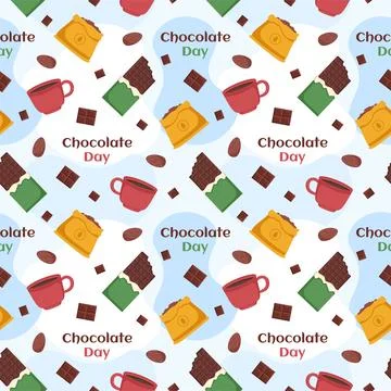 Chocolate Seamless Pattern Design with Choco Decoration in Template Hand Dr.. Illustrazione stock