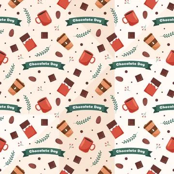 Chocolate Seamless Pattern Design with Choco Decoration in Template Hand Dr.. Stock Illustration