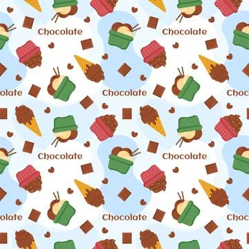 Chocolate Seamless Pattern Design with Choco Decoration in Template Hand Dr.. Stock Illustration