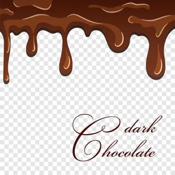 Chocolate seamless pattern. Drip dark chocolate isolated white transparent ba Stock Illustration