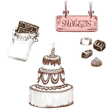 Chocolate. Set of sweets Stock Illustration