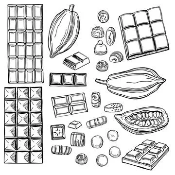Chocolate set. Vector sketch illustration Stock Illustration