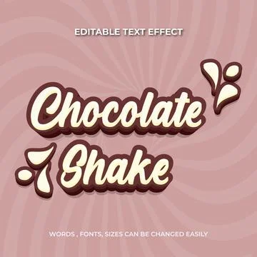 Chocolate Shake 3d editable text effect Illustrazione stock