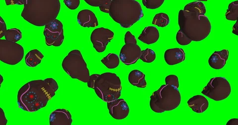 Chocolate Skulls falling slow motion Stock Footage 249747871