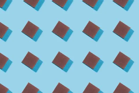 Chocolate slice pattern, concept, top view flat lay Stock Photos