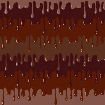 Chocolate smudge, soft liquid cocoa chocolate seamless pattern brown maroon b Stock Illustration