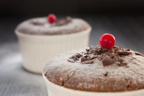 Chocolate souffle Stock Photos