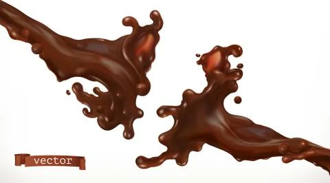 Chocolate splash. 3d realistic vector Stock Illustration