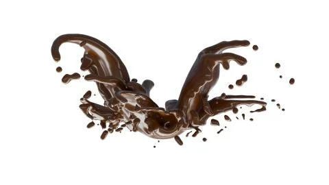 Chocolate Splash 3d rendering include cliping path. 3d illustration.. Illustrazione stock