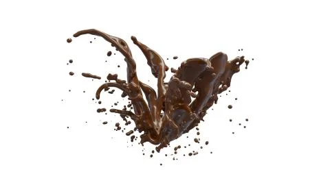 Chocolate Splash 3d rendering include cliping path. 3d illustration.. Illustrazione stock