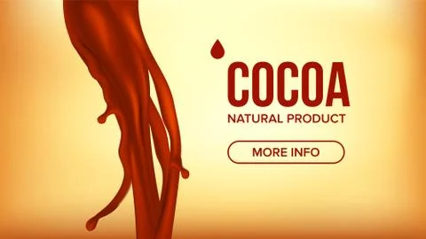 Chocolate Splash . Brown Background. Sweet Dessert Food. Falling Drink. Dark Stock Illustration