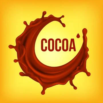 Chocolate Splash . Brown Background. Sweet Dessert Food. Falling Drink. Dark Stock Illustration