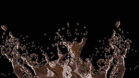 Chocolate Splash with droplets 3d rendering includes clipping path. 3d illust Stock Footage 137632660