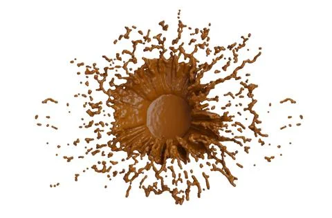 Chocolate Splash with droplets 3d rendering includes clipping path. 3d illust Stock Illustration