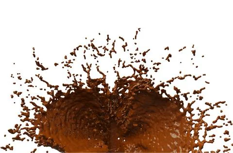 Chocolate Splash with droplets 3d rendering includes clipping path. 3d illust Illustrazione stock