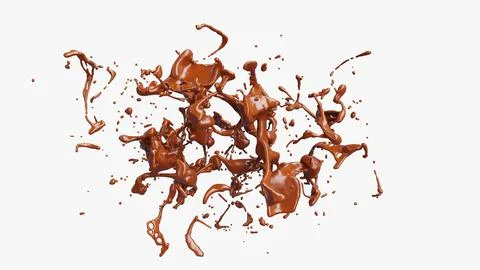Chocolate Splash with droplets 3d rendering includes clipping path. 3d illust Stock Illustration