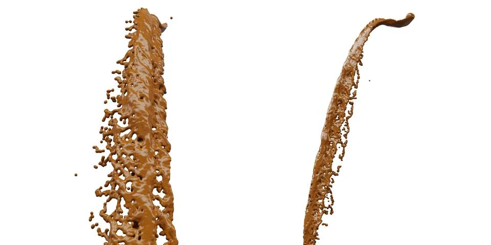 Chocolate Splash with droplets 3d rendering includes clipping path. 3d illust Foto stock