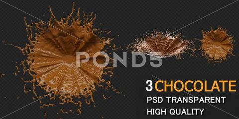 Chocolate Splash with droplets 3d rendering includes clipping path. 3d illust PSD 模板