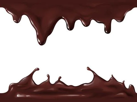 Chocolate splash flow drops 3D illustration Stock Illustration