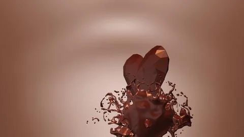 Chocolate splash with heart shape Stock Illustration