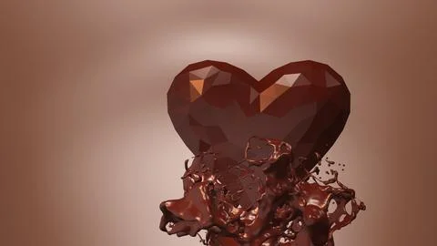 Chocolate splash with heart shape Stock Illustration
