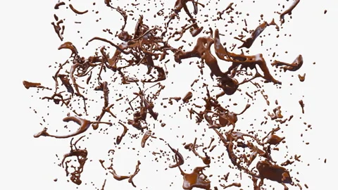 Chocolate Splash slow motion with droplets. 3d rendering. 3d illustration. Video stock 218395591