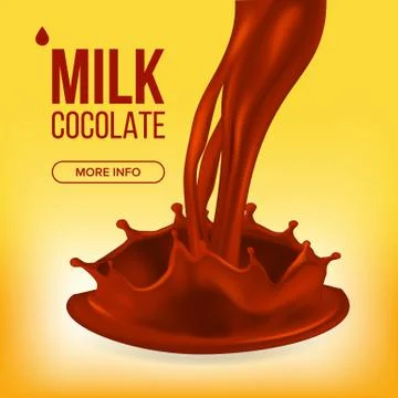 Chocolate Splash Vector. Cream, Liquid. Milk Swirl. Brown Background. Beverage Stock Illustration