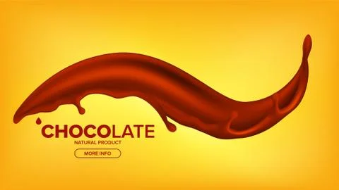 Chocolate Splash Vector. Creamy Wave. Hot Sauce, Coffee. Brown Fluid Background Illustrazione stock