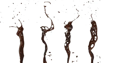 Chocolate splashes in extreme slow motion, isolated on white (FULL HD) Stock Footage 36630619