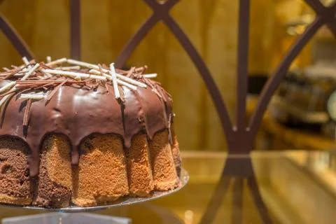 Chocolate sponge cake 스톡 사진