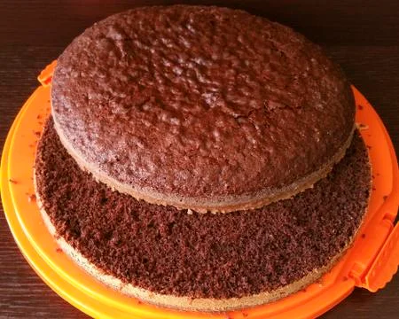 Chocolate sponge cake Stock Photos