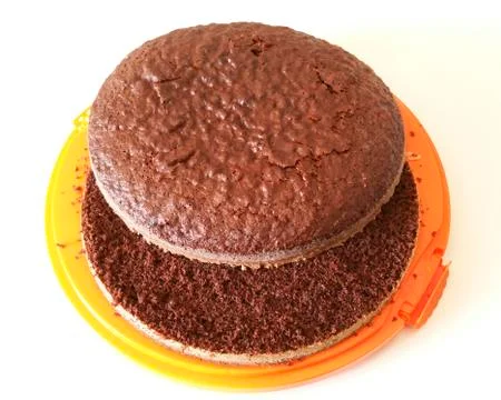 Chocolate sponge cake Stock Photos