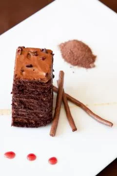 Chocolate sponge dessert Stock Photos