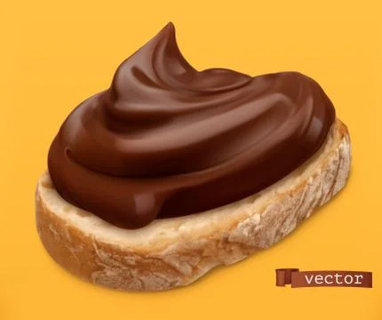 Chocolate spread on bread. 3d vector realistic icon イラスト素材