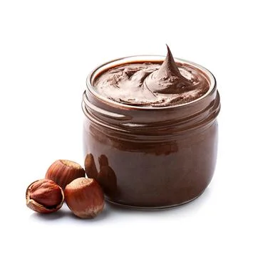 Chocolate spread with hazelnuts Foto stock