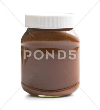 Chocolate spread in jar Stock Photos