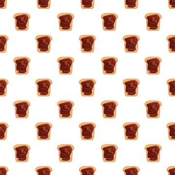 Chocolate spread toast pattern on white background Illustrazione stock