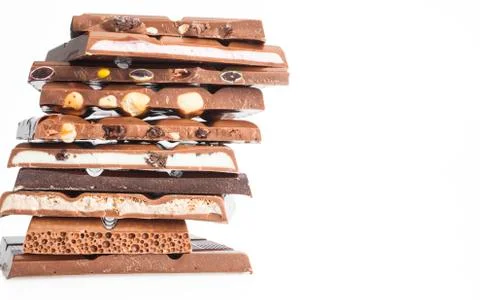 Chocolate stack on white background Stock Photos