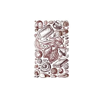 Chocolate sweet with cocoa fruit Vector background Stock Illustration