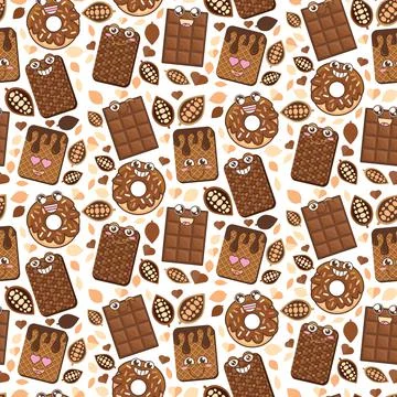Chocolate sweet dessert seamless pattern vector Stock Illustration