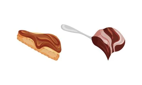 Chocolate Sweet Paste for Spreading on Bread and Toast Vector Set Stock Illustration