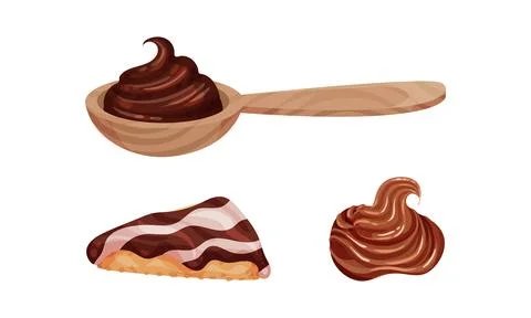 Chocolate Sweet Paste for Spreading on Bread and Toast Vector Set Stock Illustration