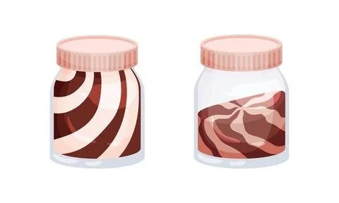 Chocolate Sweet Paste for Spreading on Bread and Toast Vector Set Stock Illustration
