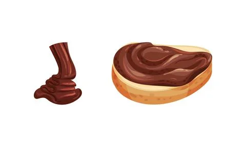 Chocolate Sweet Paste for Spreading on Bread and Toast Vector Set Stock Illustration