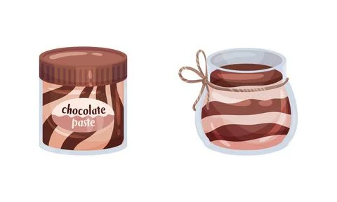 Chocolate Sweet Paste for Spreading on Bread and Toast Vector Set Stock Illustration