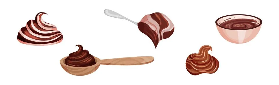 Chocolate Sweet Paste for Spreading on Bread and Toast Vector Set Stock Illustration
