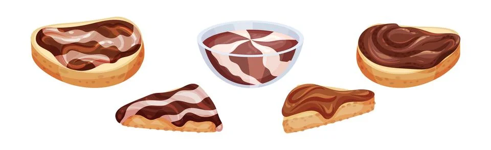 Chocolate Sweet Paste for Spreading on Bread and Toast Vector Set Stock Illustration