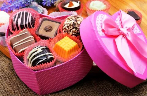 Chocolate sweets in gift boxes Stock Photos