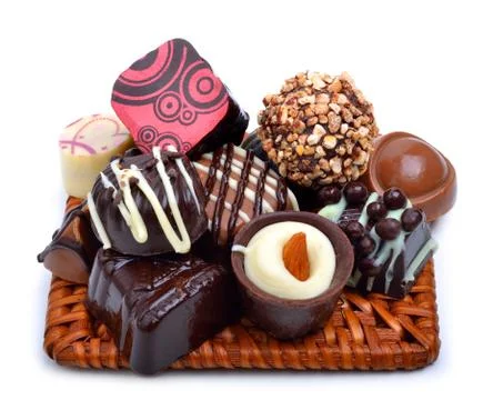 Chocolate sweets isolated on white Stock Photos